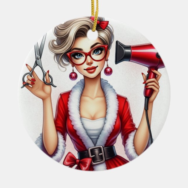 Enfeites de natal personalizado para cabeleireiro (Frente)