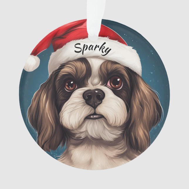 Enfeites de natal Personalizado Shih Tzu (Frente)
