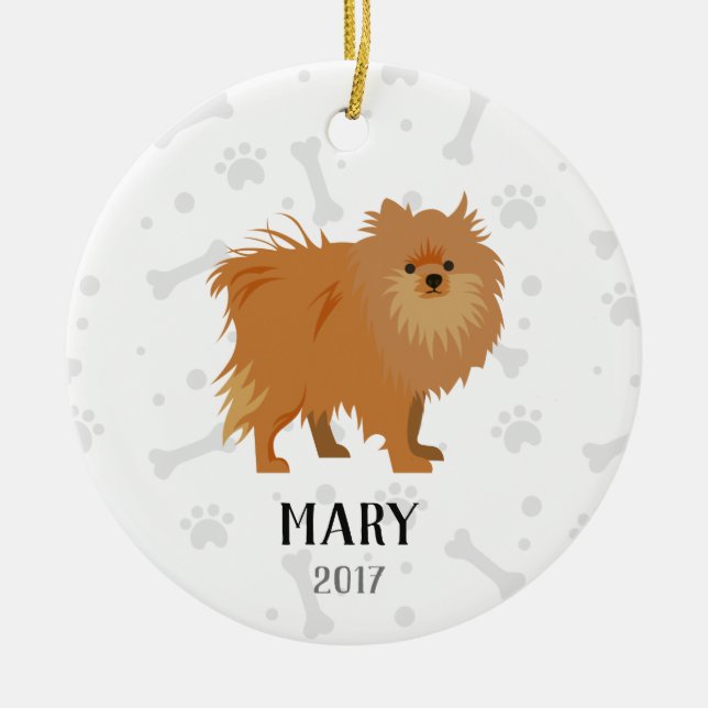 Enfeites de natal personalizados cão de Pomeranian (Frente)