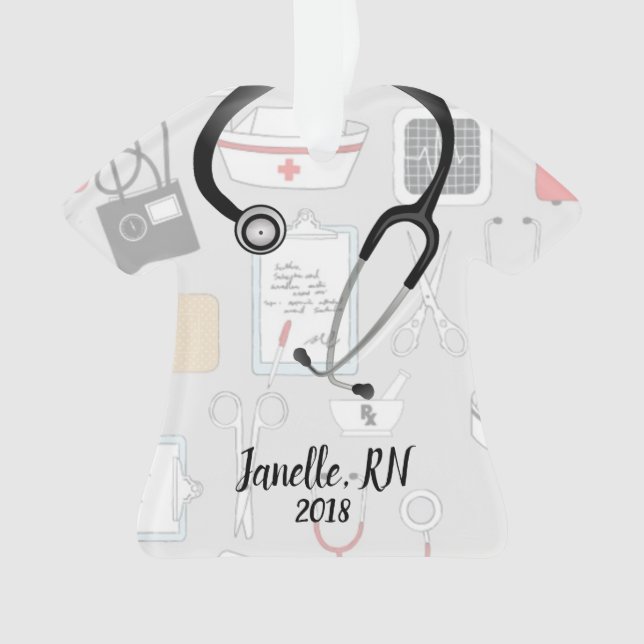 Enfeites de natal personalizados da enfermeira (Frente)