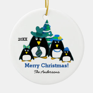 Enfeites de natal Personalizados da Família Pengu