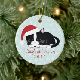 Enfeites de natal Personalizados de Tuxedo Cat