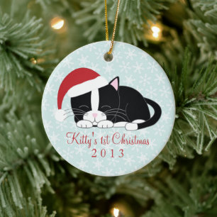 Enfeites de natal Personalizados de Tuxedo Cat
