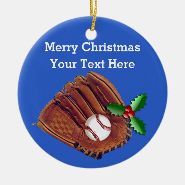 Enfeites de natal personalizados do basebol (Frente)