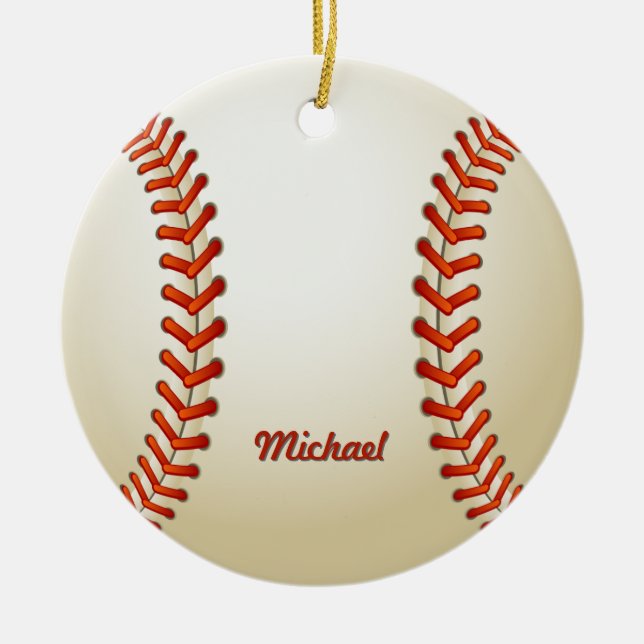 Enfeites de natal personalizados do basebol (Frente)