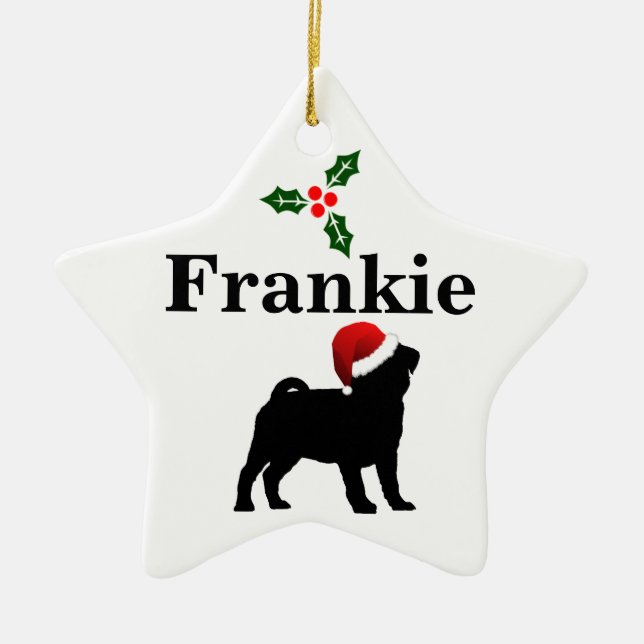 Enfeites de natal personalizados do cão do Pug (Frente)