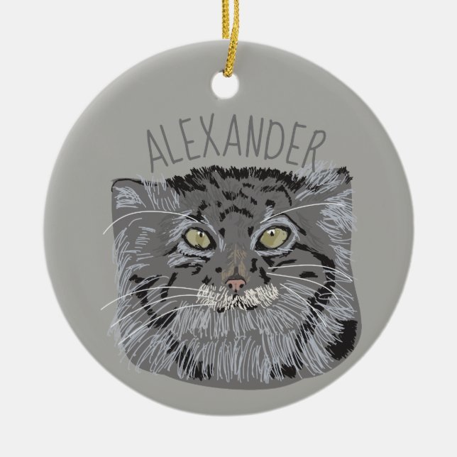Enfeites de natal personalizados do gato de Pallas (Frente)