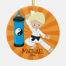 Enfeites de natal personalizados do karaté menino