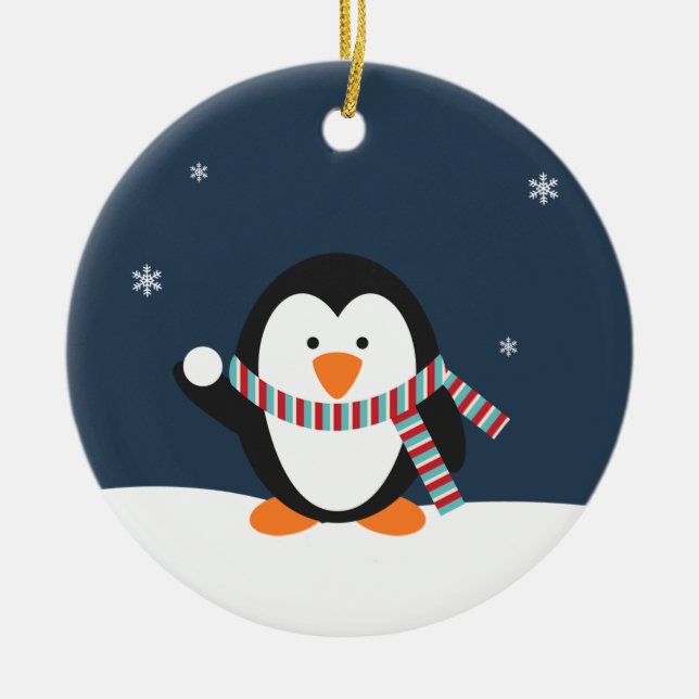 Enfeites de natal personalizados do pinguim (Frente)