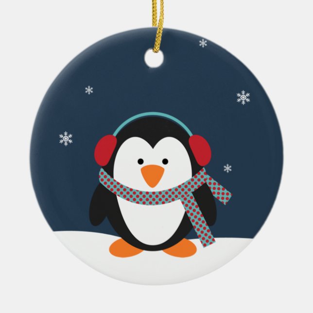Enfeites de natal personalizados do pinguim (Frente)