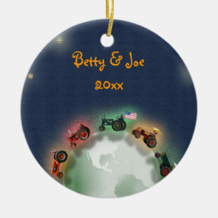Enfeites de natal personalizados do trator: Paz