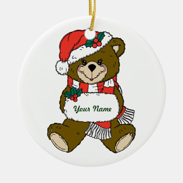 Enfeites de natal personalizados do urso de (Frente)