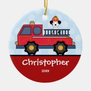 Enfeites de natal personalizados Firetruck do