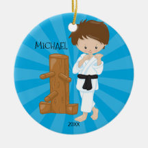 Enfeites de natal personalizados menino do karaté