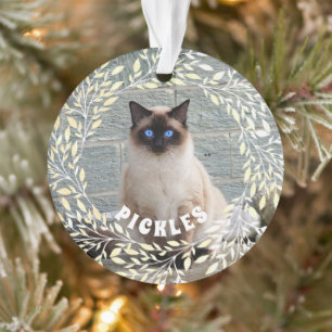Enfeites de natal Pet Photo Cat Leafy Wreath