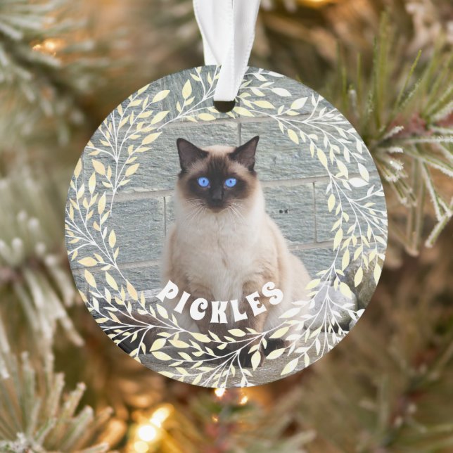 Enfeites de natal Pet Photo Cat Leafy Wreath (Árvore)
