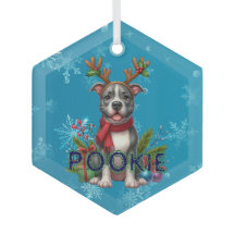 Enfeites de natal Pitbull personalizável