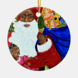 Enfeites de natal pretos do papai noel - presentes