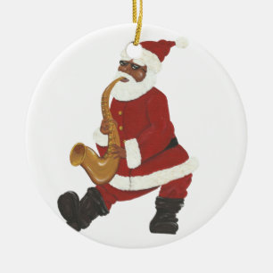 Enfeites de natal pretos jazzísticos do papai noe