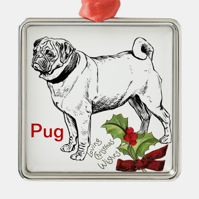 Enfeites de natal Pug (Frente)