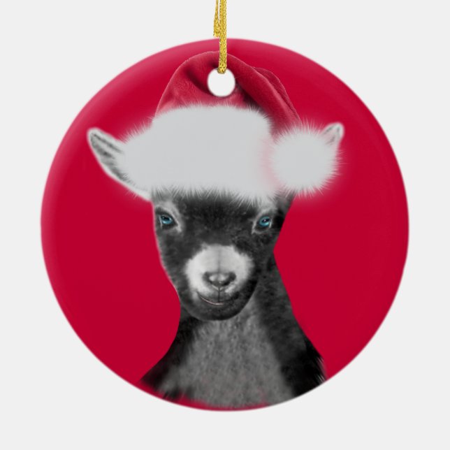 Enfeites de natal Pygmy Goat Santa Hat (Traseira)