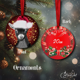 Enfeites de natal Pygmy Goat Santa Hat