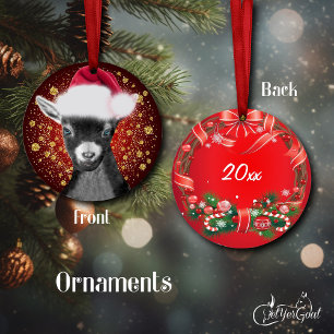 Enfeites de natal Pygmy Goat Santa Hat