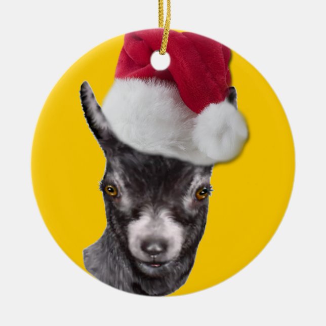 Enfeites de natal Pygmy Goat Santa Hat (Frente)