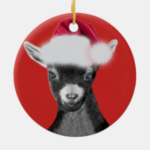 Enfeites de natal Pygmy Goat Santa Hat