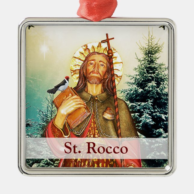 Enfeites de natal quadrado santo Rocco (Frente)