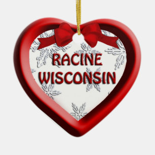 Enfeites de natal Racine Wisconsin Heart