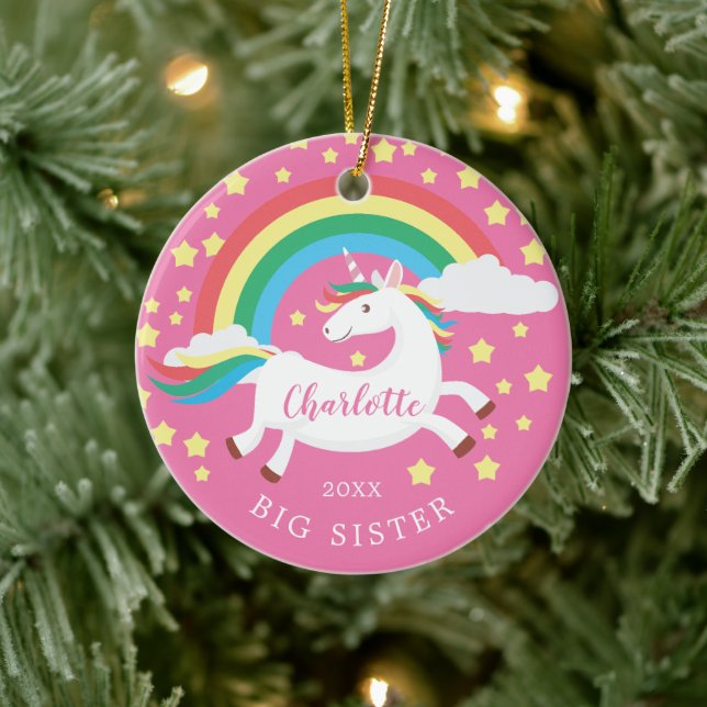 Enfeites de natal Rainbow Unicorn Big Sister (Árvore)
