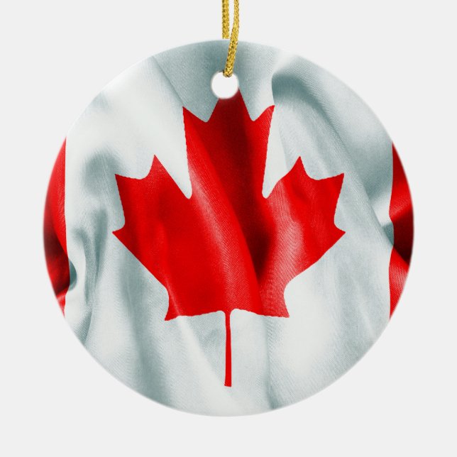 Enfeites de natal redondo de bandeira do Canadá (Frente)