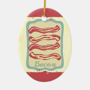 Enfeites de natal retros do bacon do ícone da
