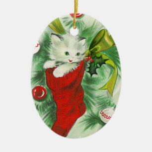 Enfeites de natal retros do gatinho