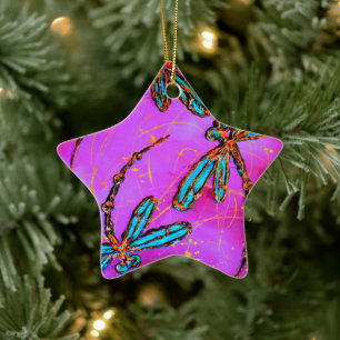 Enfeites de natal Rosa Elétrico com Voo de Dragonf