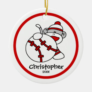 Enfeites de natal s do menino do basebol do macaco