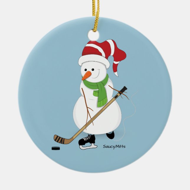 Enfeites de natal Snowman de Hockey (Frente)