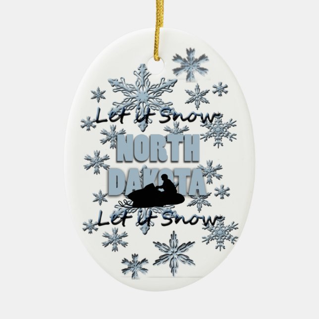Enfeites de natal Snowmobile Snow North Dakota (Frente)