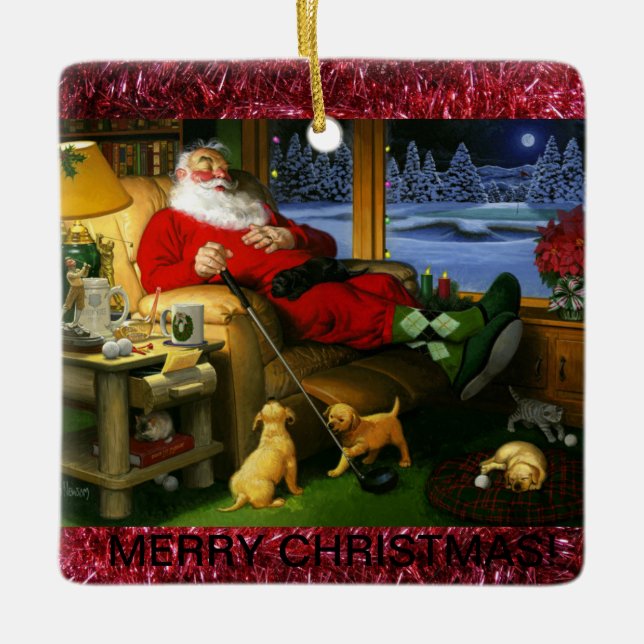 Enfeites de natal temáticos do golfe cerâmico (Frente)