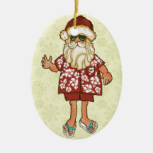 Enfeites de natal tropicais do papai noel da praia