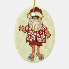 Enfeites de natal tropicais do papai noel da praia