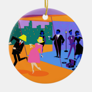 Enfeites de natal urbanos retros do partido do
