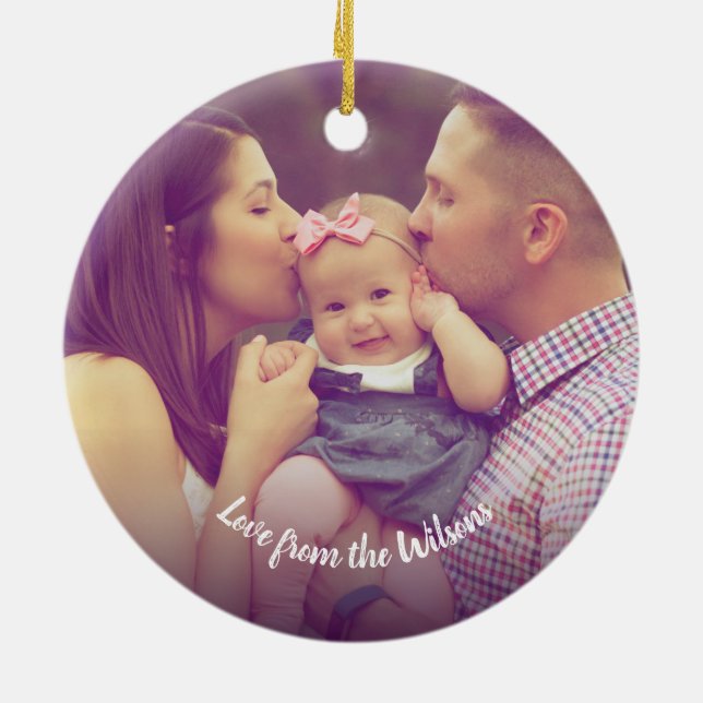 Enfeites de natal verde com foto personalizada (Traseira)