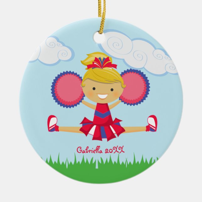 Enfeites de natal vermelho, branco e Cheerleader a (Frente)