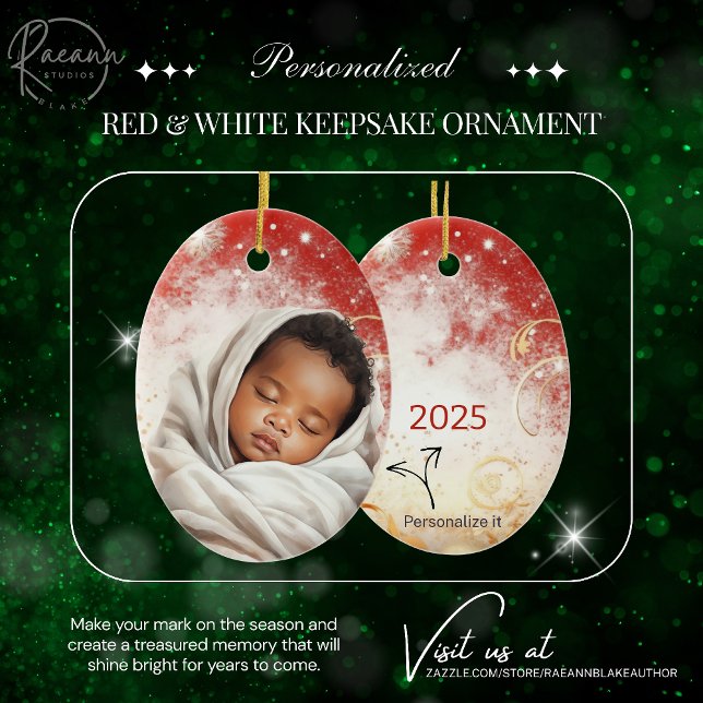 Enfeites de natal Vermelho e Branco Personalizado (Criador carregado)
