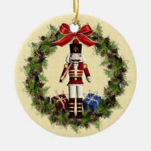 Enfeites de natal Vermelho Nutcracker Wreath Round