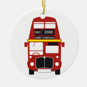 Enfeites de natal vermelhos do ônibus de Londres