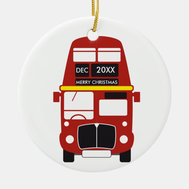 Enfeites de natal vermelhos do ônibus de Londres (Frente)