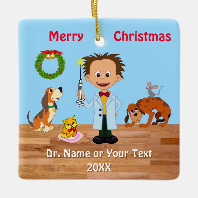 Enfeites de natal Veterinário Engraçado, Male Vet (Frente)